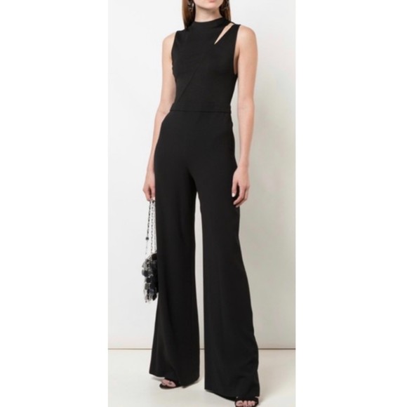 ALICE + OLIVIA Wide Leg Cut Out Black Jumpsuit